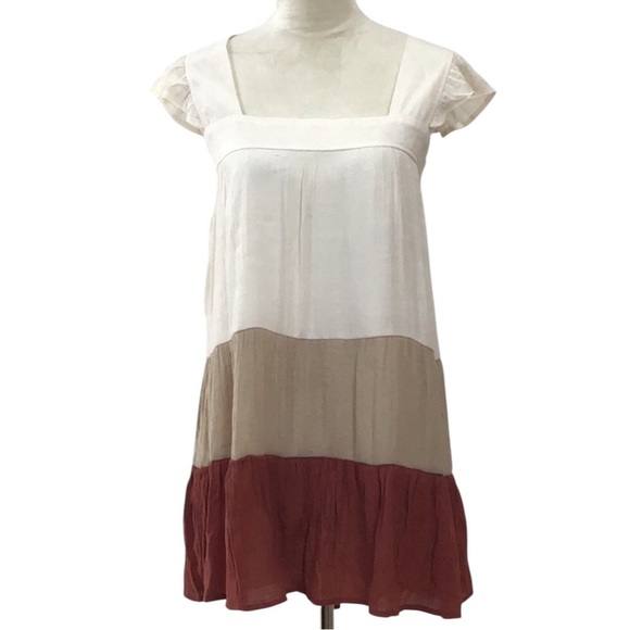 Mine Tiered Colorblock Mini Sundress/ Top Size Large NEW - Picture 1 of 7